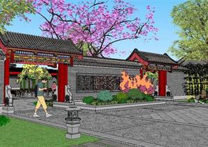 老北京风格会馆建筑景观SU(草图大师)精致设计模型