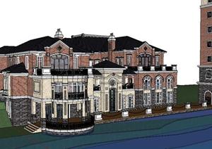 欧式大别墅建筑设计方案sketchup模型
