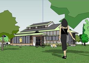 东南亚风格别墅建筑设计方案sketchup模型