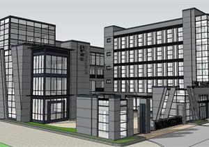 维欧总部办公大厦建筑SU(草图大师)精致设计模型