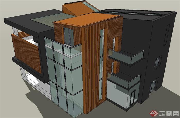 企业会馆建筑方案SU精致设计模型