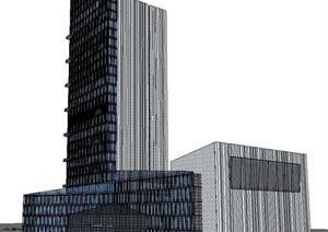 现代高层办公建筑方案SU(草图大师)精致设计模型