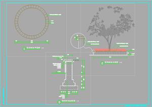 简洁圆形树池景观施工图