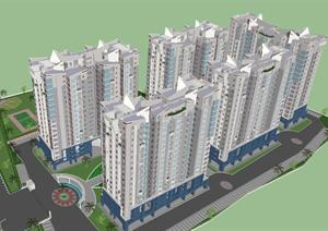城市廉租房建筑项目SU(草图大师)精致设计模型