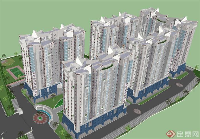 城市廉租房建筑项目SU精致设计模型