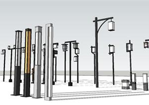 新中式街灯组件集SU(草图大师)精品设计模型