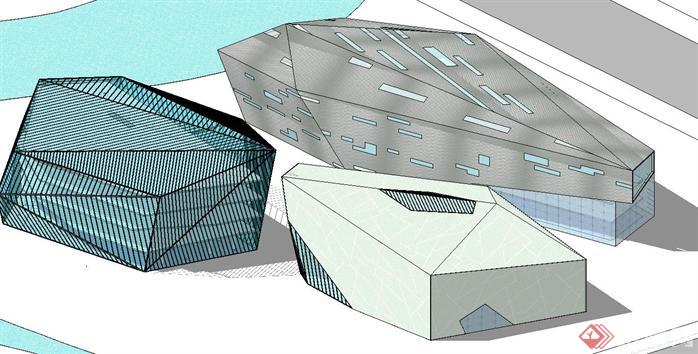 艺术展馆建筑方案SU精致设计模型