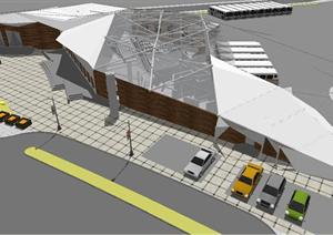 造型新颖长途客运站建筑SU(草图大师)精致设计模型