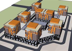 9套办公楼+底商建筑设计方案SU(草图大师)模型