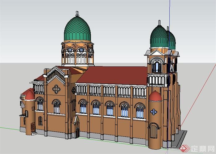 滨江道教堂建筑设计方案su模型