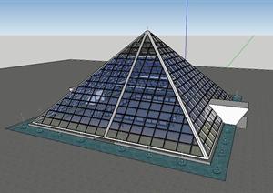 玻璃金字塔+下沉式广场（现代）采光井SU(草图大师)模型