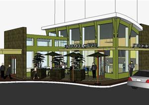 街头咖啡厅（现代）建筑设计方案SU(草图大师)模型