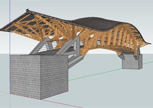 十字水桥（仿古）景观设计方案SU(草图大师)模型