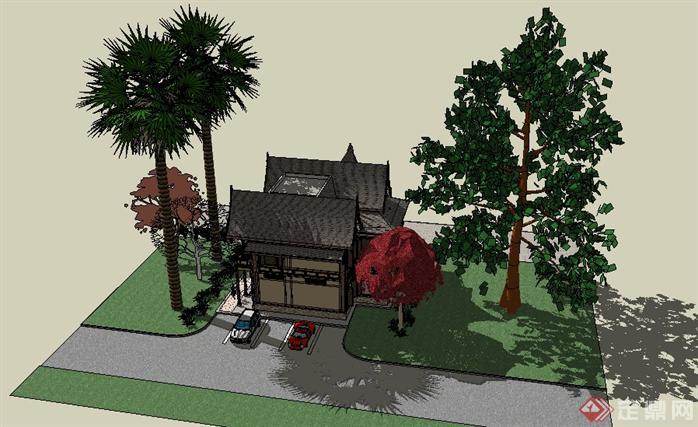 精细东南亚风格小屋设计方案su模型1