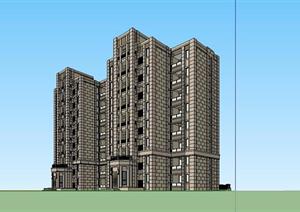 多层住宅单体建筑设计方案SU(草图大师)模型