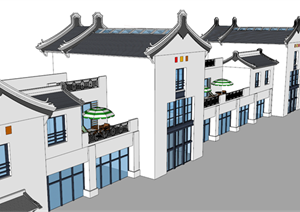 中式商业街建筑设计精品SU(草图大师)模型
