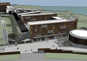 某大学新校区建筑方案SU(草图大师)精致设计模型