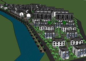 拆迁安置区建筑规划方案SU(草图大师)精致设计模型