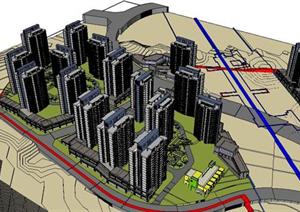 居住区规划设计方案SU(草图大师)模型