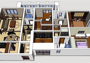 一套中式大户型家居装潢方案SU(草图大师)精致设计模型