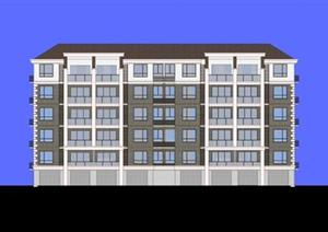 典型多层住宅建筑设计SU(草图大师)模型