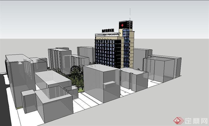 3个医院建筑设计方案su模型3