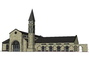 3个教堂建筑设计方案SU(草图大师)模型