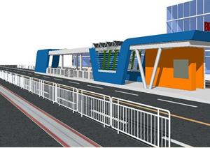 BRT公交站台景观设计SU(草图大师)精致设计模型