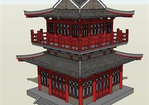 古建寺庙建筑方案SU(草图大师)精致设计模型