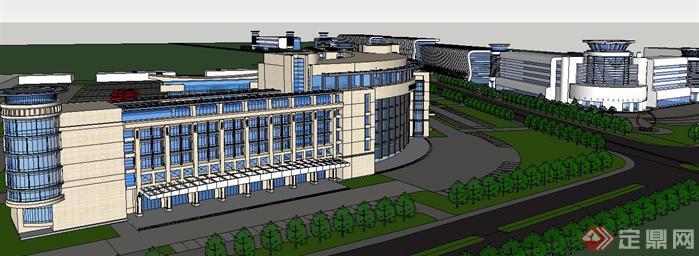 县城客运站建筑规划方案SU精致设计模型(1)