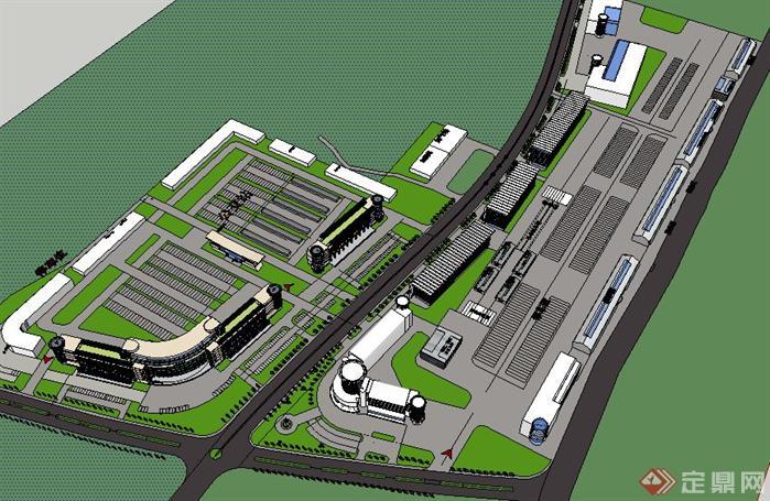 县城客运站建筑规划方案SU精致设计模型(2)