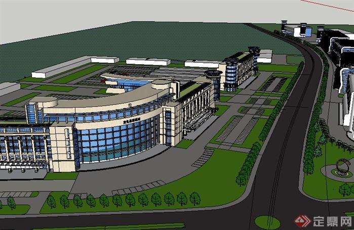 县城客运站建筑规划方案SU精致设计模型(3)