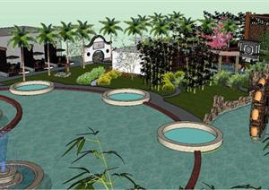一个温泉度假区景观规划方案SU(草图大师)精致设计模型