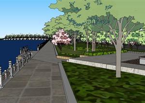 滨河走廊景观规划方案SU(草图大师)精致设计模型