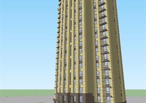 法式高层住宅楼建筑方案SU(草图大师)精致设计模型