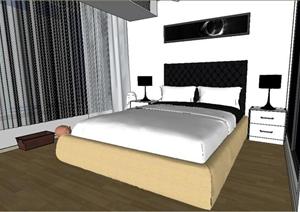 现代简约卧室家装方案SU(草图大师)精致设计模型