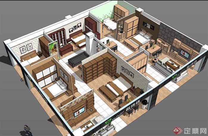 欧博特家具展厅SU精品设计模型（整套CAD图纸+效果图+动画）(1)