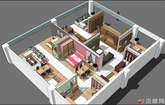 欧博特家具展厅SU精品设计模型（整套CAD图纸+效果图+动画）(2)