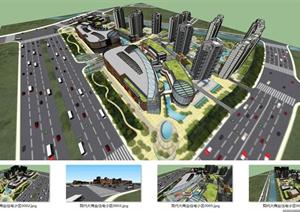 现代大商业住宅小区建筑设计方案SU(草图大师)模型