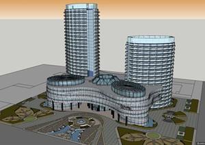 威斯汀酒店建筑设计方案SU(草图大师)模型