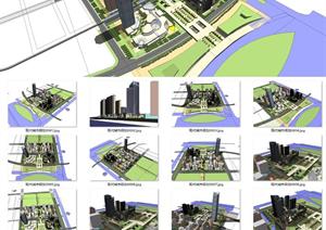 现代城市综合体规划设计方案整体SU(草图大师)模型