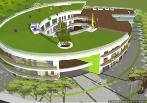 一个成都现代幼儿园建筑SU(草图大师)精致设计模型