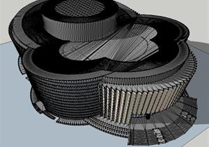 现代歌剧院建筑方案SU(草图大师)精细设计模型