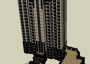 新古典风格高层住宅楼建筑SU(草图大师)精细设计模型
