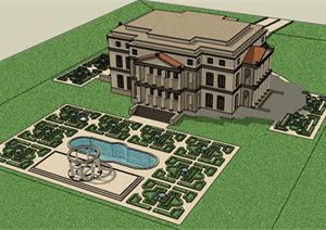 欧式市政厅办公建筑设计方案sketchup模型