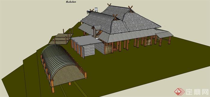 傣族民居建筑设计方案su模型3