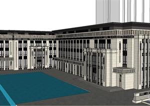 新古典风格办公会所建筑方案SU(草图大师)精细设计模型
