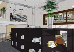 小型办公室loft空间SU(草图大师)模型设计