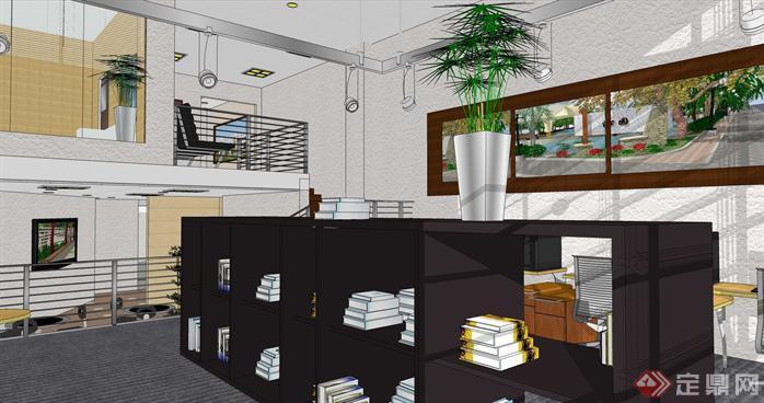 小型办公室loft空间su模型设计(1)