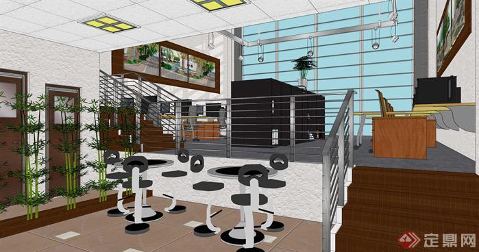 小型办公室loft空间su模型设计(4)